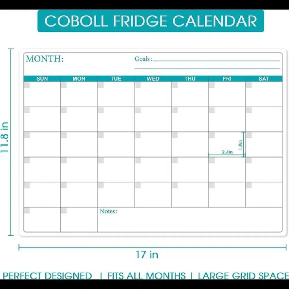 Calendar for Refrigerator Planner, Fridge Magnetic with Six Markers 11.8